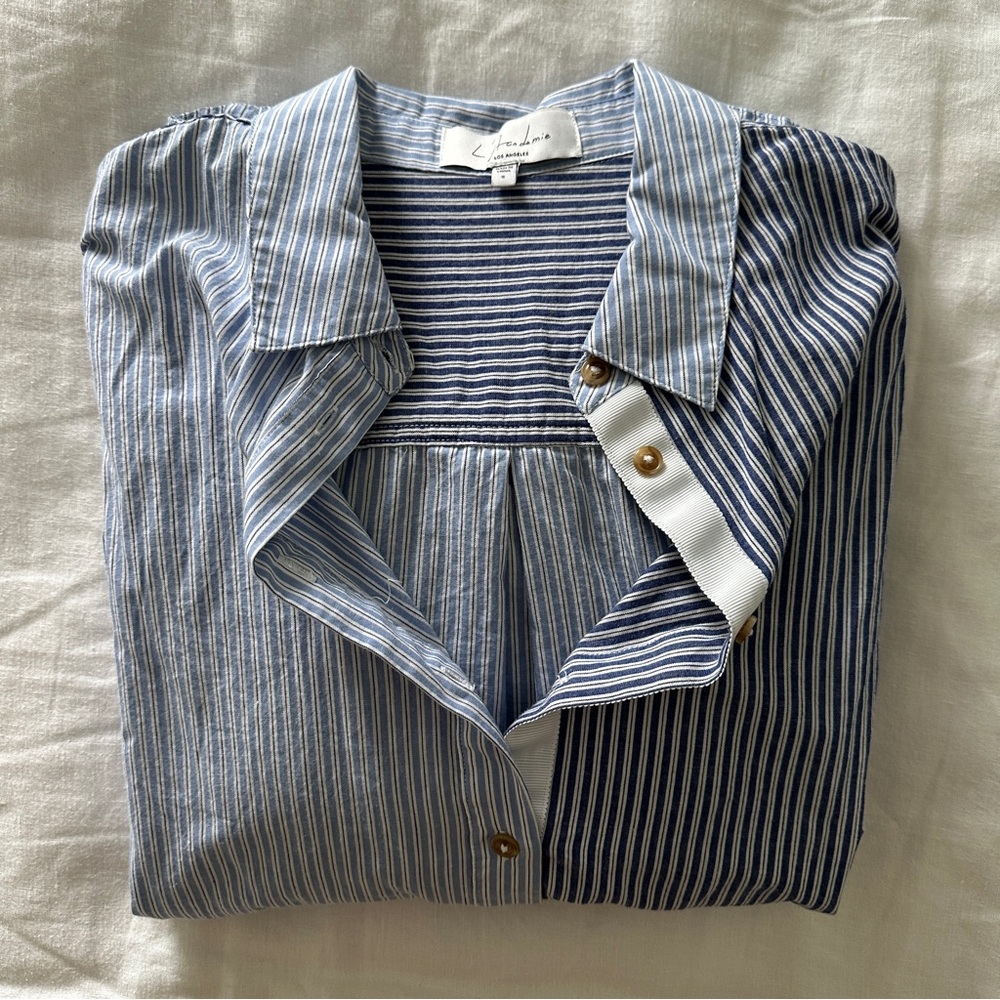 Striped Blue and White Button-Up Shirt